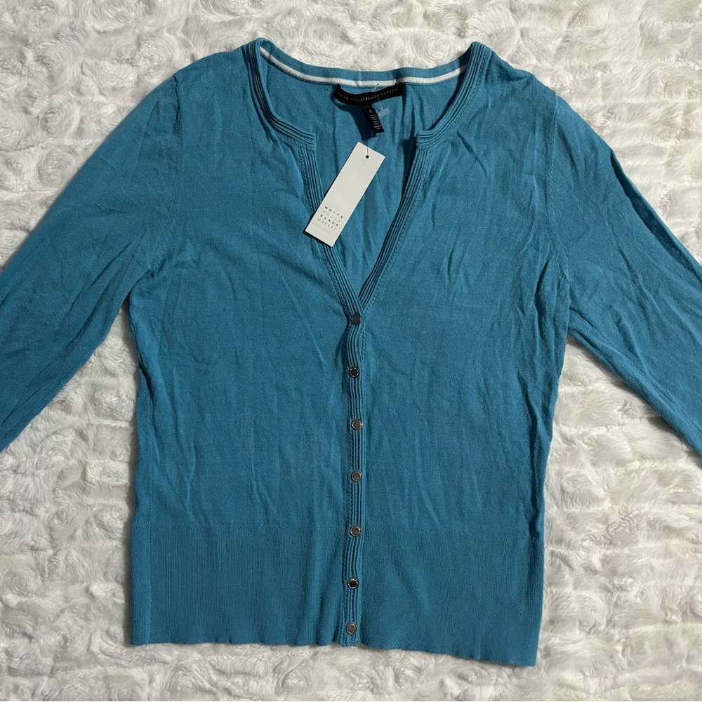 White House Black Market Teal Button-Down Shirt